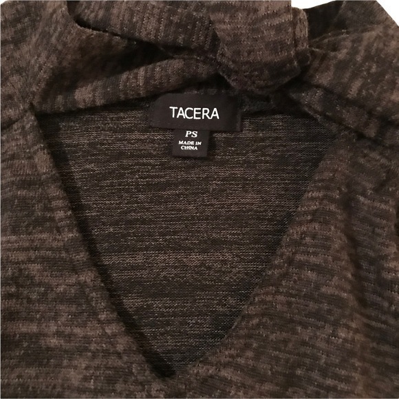 4. NWT Tacera tie neckline heather gray knife pleat long sleeves dress Size PS - Picture 5 of 10